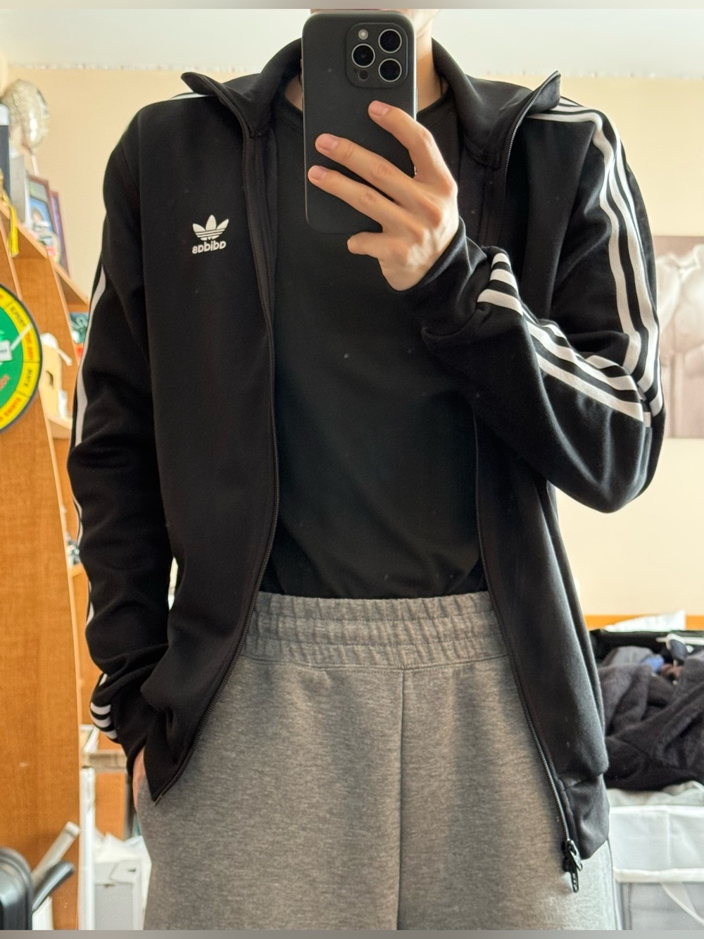 Adidas originals black beckenbauer tracksuit jacket (men’s small)